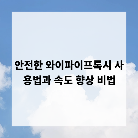 안전한 와이파이프록시 사용법과 속도 향상 비법