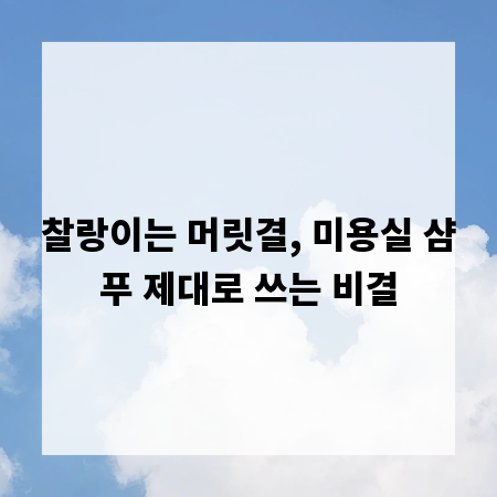 찰랑이는 머릿결, 미용실 샴푸 제대로 쓰는 비결