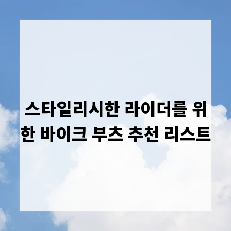 스타일리시한 라이더를 위한 바이크 부츠 추천 리스트