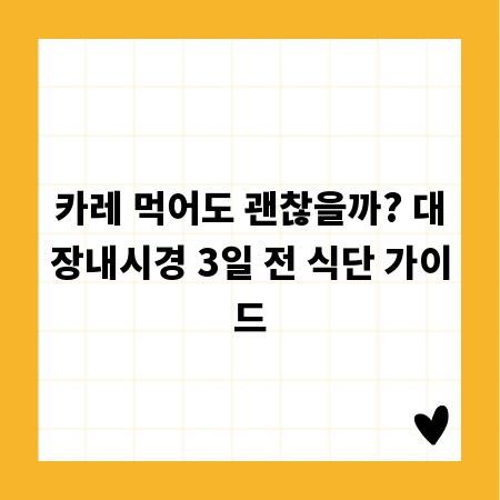 카레 먹어도 괜찮을까? 대장내시경 3일 전 식단 가이드