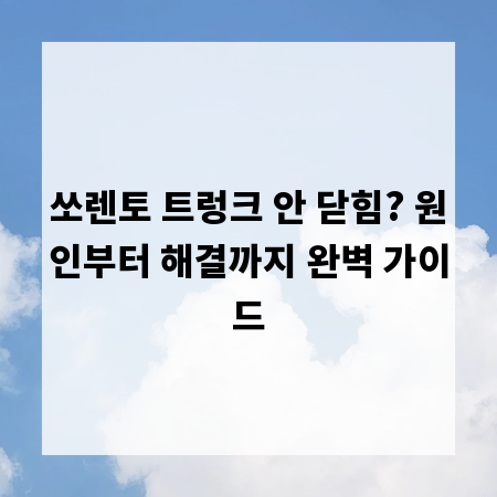 쏘렌토 트렁크 안 닫힘? 원인부터 해결까지 완벽 가이드