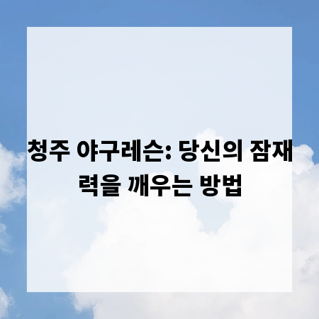청주 야구레슨: 당신의 잠재력을 깨우는 방법