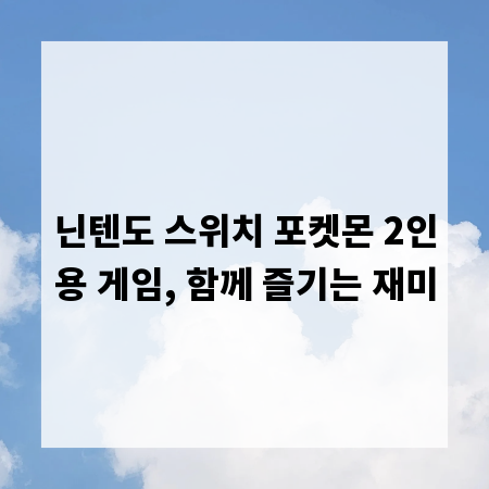 닌텐도 스위치 포켓몬 2인용 게임, 함께 즐기는 재미