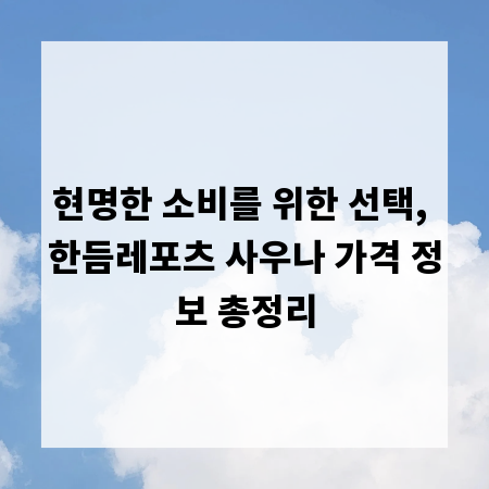 현명한 소비를 위한 선택, 한듬레포츠 사우나 가격 정보 총정리