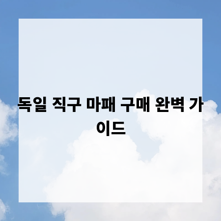독일 직구 마패 구매 완벽 가이드