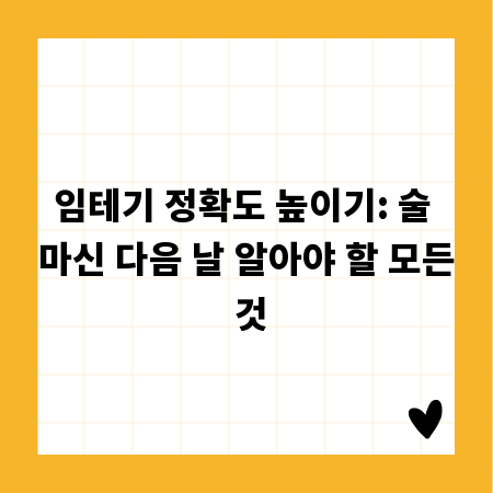 임테기 정확도 높이기: 술 마신 다음 날 알아야 할 모든 것