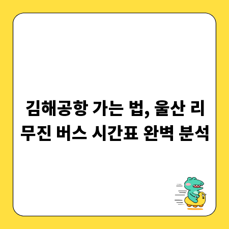 김해공항 가는 법, 울산 리무진 버스 시간표 완벽 분석