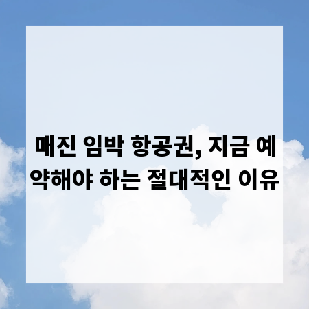 매진 임박 항공권, 지금 예약해야 하는 절대적인 이유
