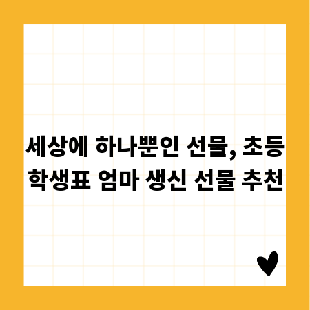 세상에 하나뿐인 선물, 초등학생표 엄마 생신 선물 추천