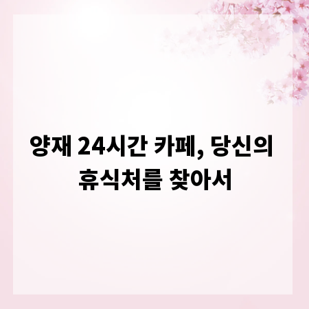 양재 24시간 카페, 당신의 휴식처를 찾아서