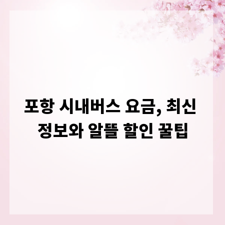 포항 시내버스 요금, 최신 정보와 알뜰 할인 꿀팁