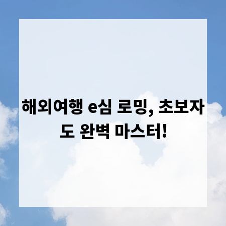 해외여행 e심 로밍, 초보자도 완벽 마스터!