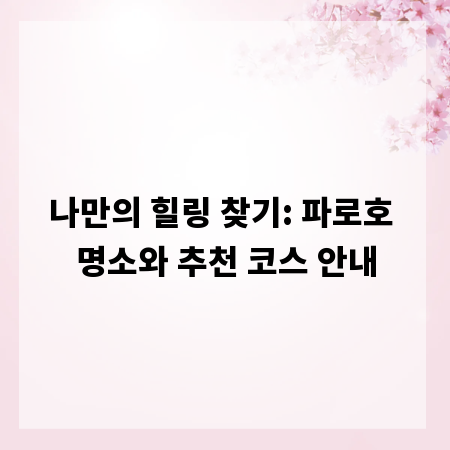 나만의 힐링 찾기: 파로호 명소와 추천 코스 안내