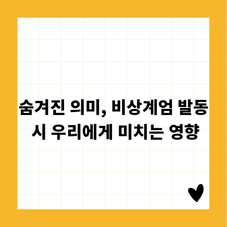 숨겨진 의미, 비상계엄 발동 시 우리에게 미치는 영향