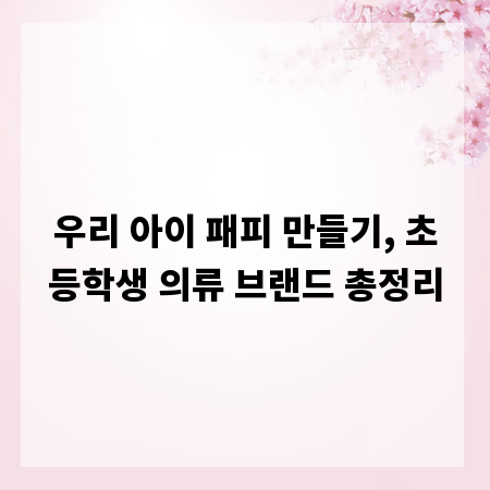우리 아이 패피 만들기, 초등학생 의류 브랜드 총정리