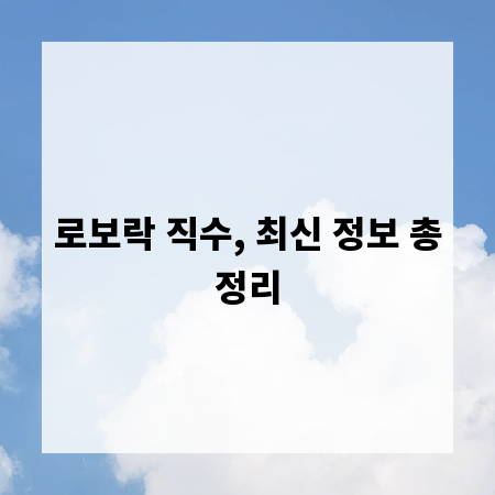 로보락 직수, 최신 정보 총정리