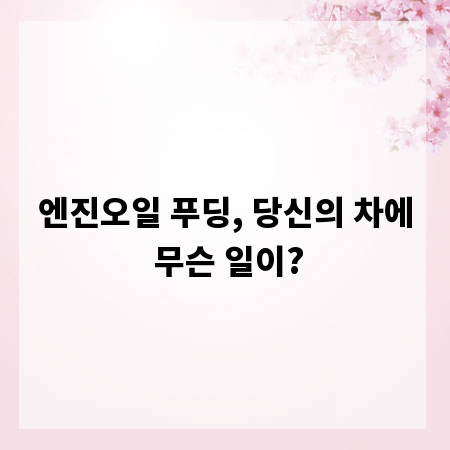 엔진오일 푸딩, 당신의 차에 무슨 일이?