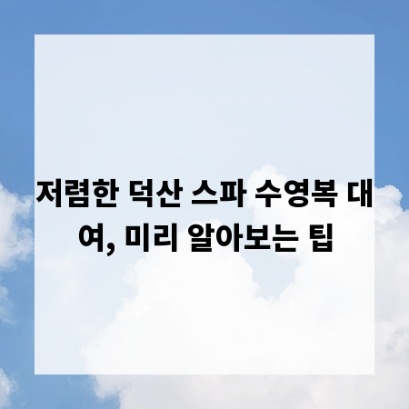 저렴한 덕산 스파 수영복 대여, 미리 알아보는 팁