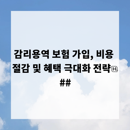 감리용역 보험 가입, 비용 절감 및 혜택 극대화 전략
##