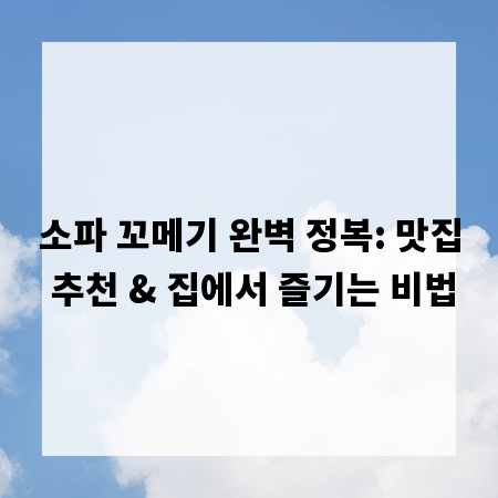 소파 꼬메기 완벽 정복: 맛집 추천 & 집에서 즐기는 비법