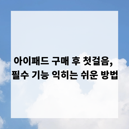 아이패드 구매 후 첫걸음, 필수 기능 익히는 쉬운 방법