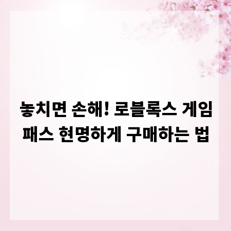 놓치면 손해! 로블록스 게임패스 현명하게 구매하는 법