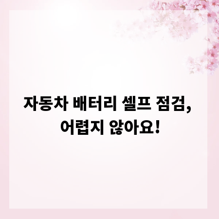 자동차 배터리 셀프 점검, 어렵지 않아요!