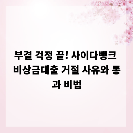 부결 걱정 끝! 사이다뱅크 비상금대출 거절 사유와 통과 비법
