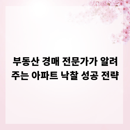 부동산 경매 전문가가 알려주는 아파트 낙찰 성공 전략