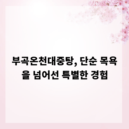 부곡온천대중탕, 단순 목욕을 넘어선 특별한 경험
