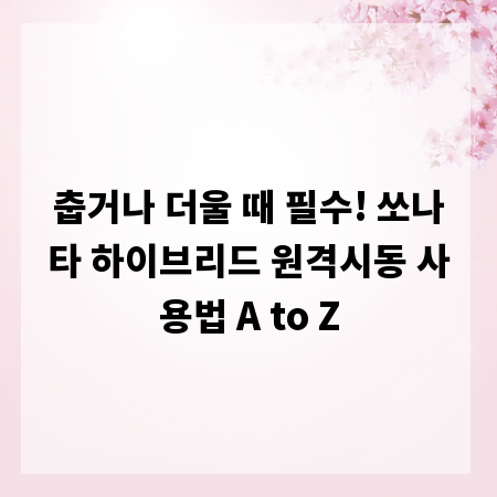춥거나 더울 때 필수! 쏘나타 하이브리드 원격시동 사용법 A to Z