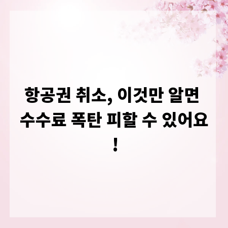 항공권 취소, 이것만 알면 수수료 폭탄 피할 수 있어요!