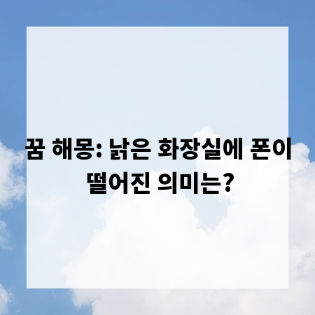 꿈 해몽: 낡은 화장실에 폰이 떨어진 의미는?
