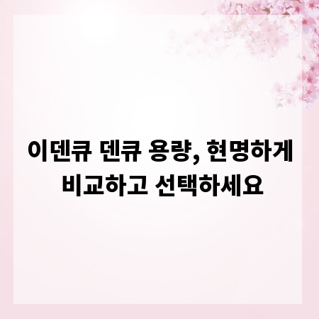 이덴큐 덴큐 용량, 현명하게 비교하고 선택하세요