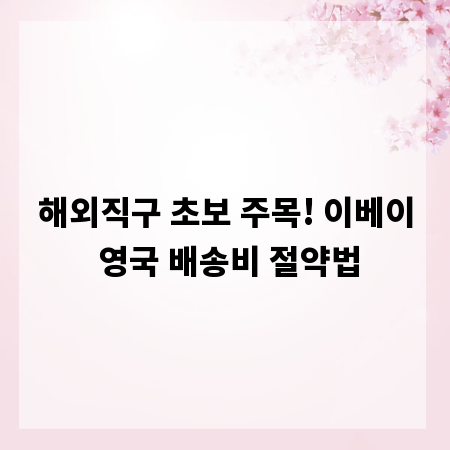 해외직구 초보 주목! 이베이 영국 배송비 절약법
