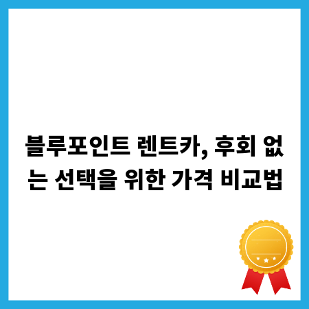 블루포인트 렌트카, 후회 없는 선택을 위한 가격 비교법