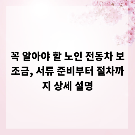 꼭 알아야 할 노인 전동차 보조금, 서류 준비부터 절차까지 상세 설명
