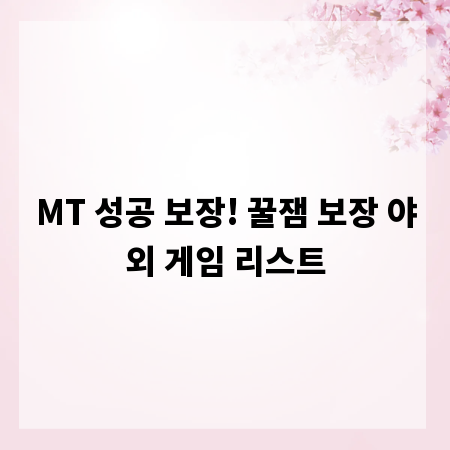 MT 성공 보장! 꿀잼 보장 야외 게임 리스트