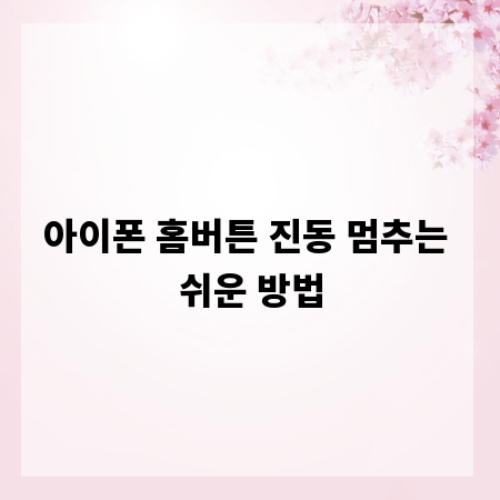 아이폰 홈버튼 진동 멈추는 쉬운 방법