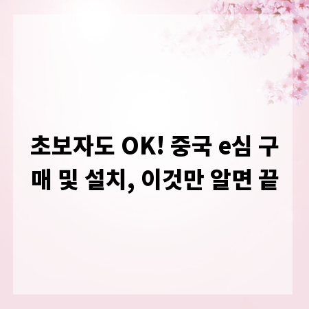 초보자도 OK! 중국 e심 구매 및 설치, 이것만 알면 끝