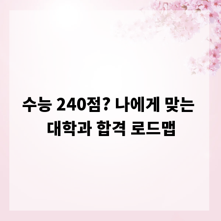 수능 240점? 나에게 맞는 대학과 합격 로드맵