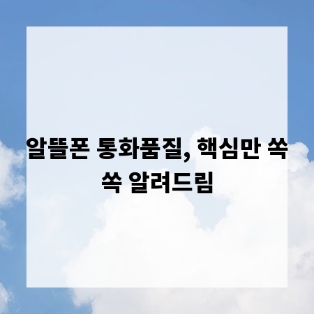 알뜰폰 통화품질, 핵심만 쏙쏙 알려드림