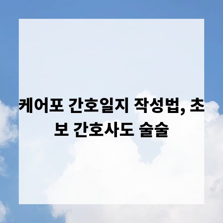 케어포 간호일지 작성법, 초보 간호사도 술술