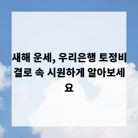 새해 운세, 우리은행 토정비결로 속 시원하게 알아보세요