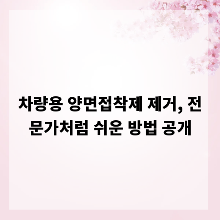 차량용 양면접착제 제거, 전문가처럼 쉬운 방법 공개