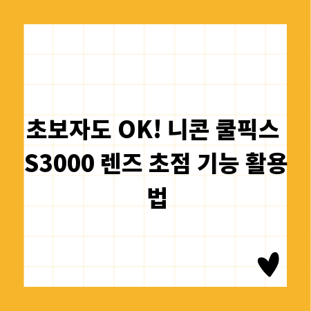 초보자도 OK! 니콘 쿨픽스 S3000 렌즈 초점 기능 활용법