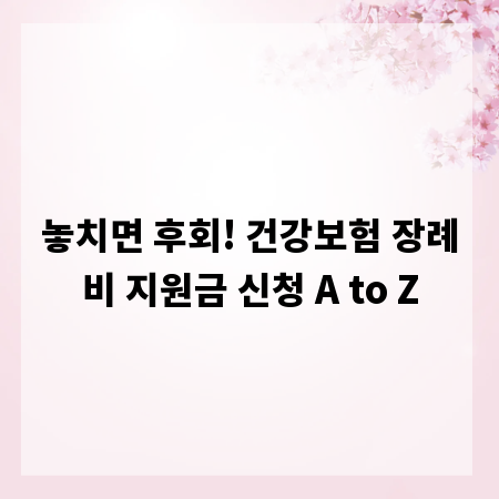 놓치면 후회! 건강보험 장례비 지원금 신청 A to Z