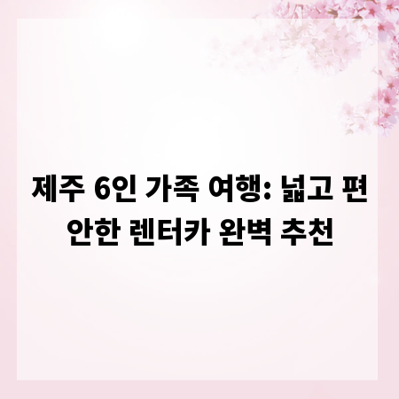 제주 6인 가족 여행: 넓고 편안한 렌터카 완벽 추천