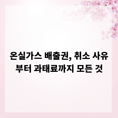 온실가스 배출권, 취소 사유부터 과태료까지 모든 것