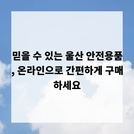 믿을 수 있는 울산 안전용품, 온라인으로 간편하게 구매하세요